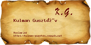 Kulman Gusztáv névjegykártya